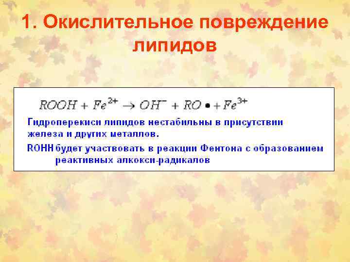 1. Окислительное повреждение липидов 