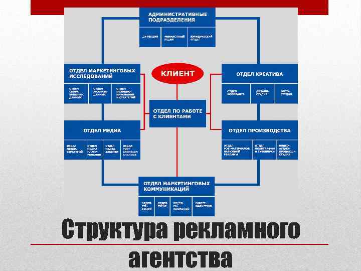 Схема организационная структура рекламного агентства схема