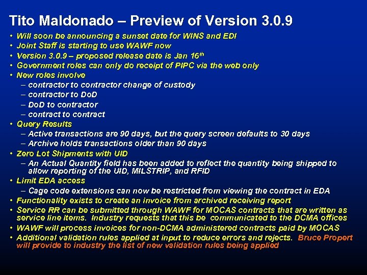 Tito Maldonado – Preview of Version 3. 0. 9 • • • Will soon