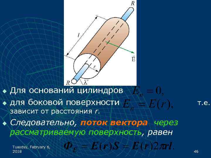 u u Для оснований цилиндров для боковой поверхности зависит от расстояния r. u т.