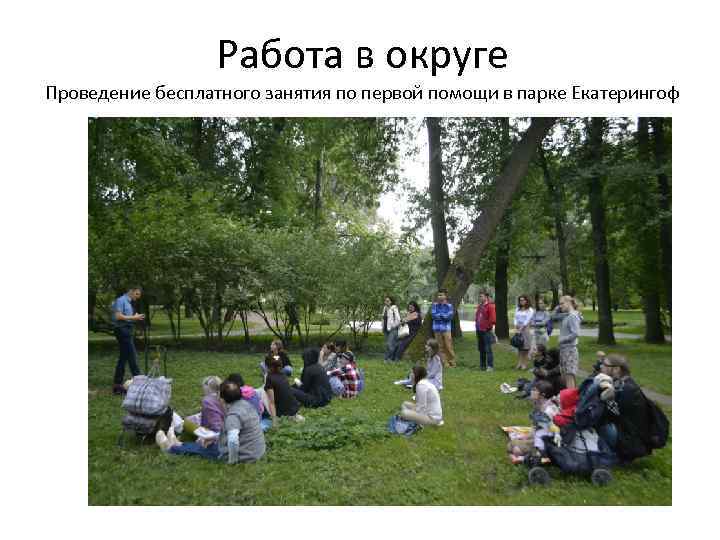 Работа в округе Проведение бесплатного занятия по первой помощи в парке Екатерингоф 