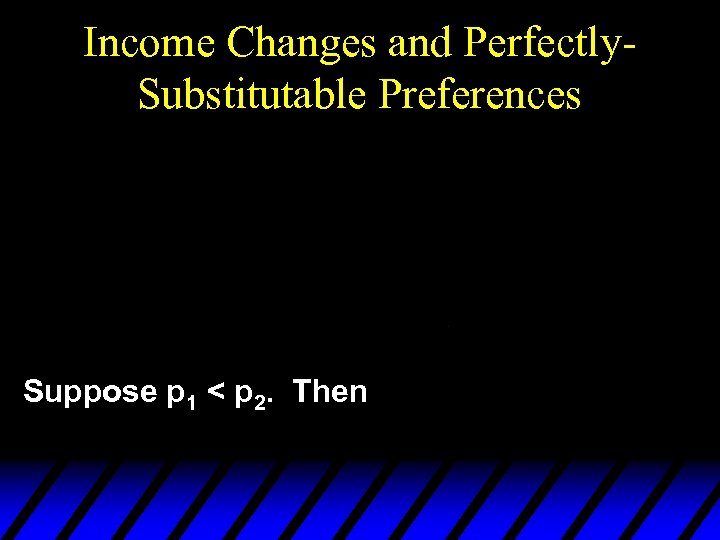 Income Changes and Perfectly. Substitutable Preferences Suppose p 1 < p 2. Then 