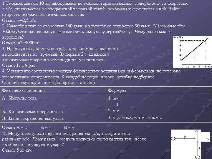 Скорость тела массой 3 кг движущегося