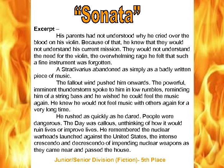 Excerpt – His parents had not understood why he cried over the blood on