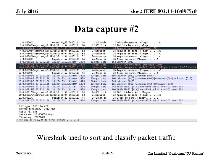 doc. : IEEE 802. 11 -16/0977 r 0 July 2016 Data capture #2 Wireshark