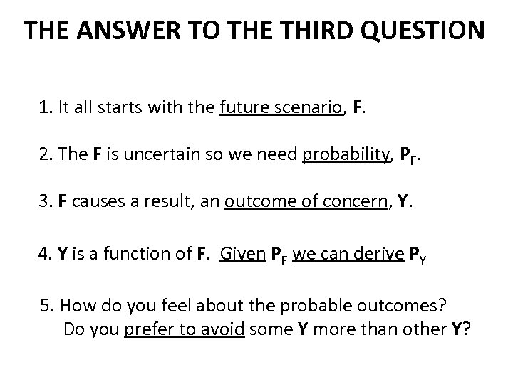 THE ANSWER TO THE THIRD QUESTION 1. It all starts with the future scenario,