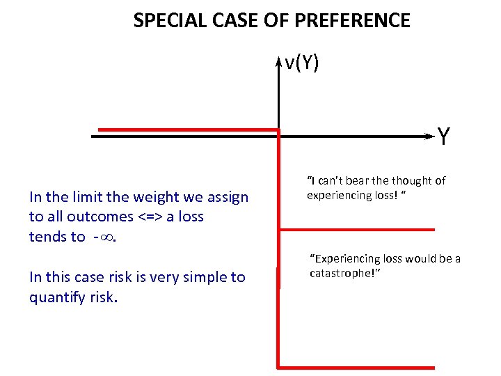 SPECIAL CASE OF PREFERENCE v(Y) Y In the limit the weight we assign to