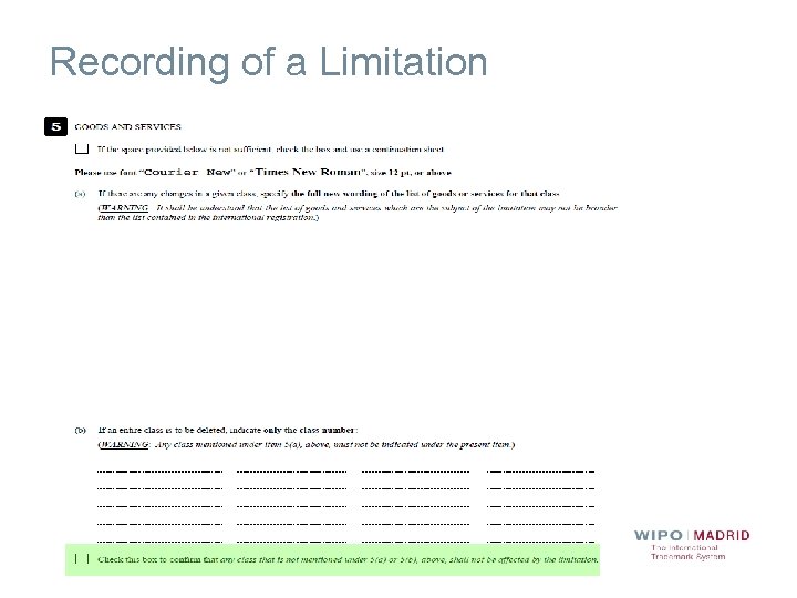 Recording of a Limitation 