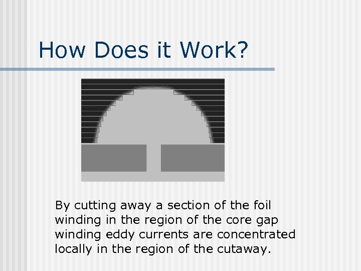 How Does it Work? By cutting away a section of the foil winding in