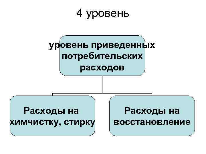 4 уровень приведенных потребительских расходов Расходы на химчистку, стирку Расходы на восстановление 