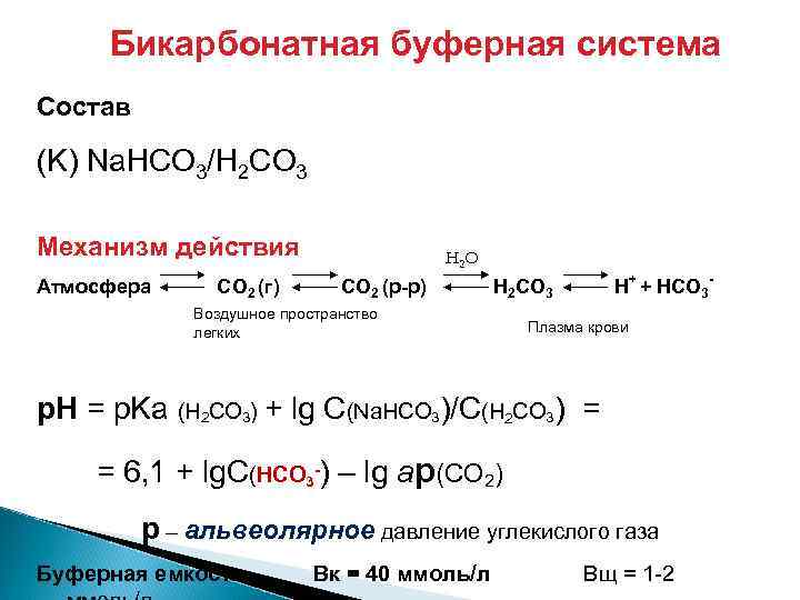 Бикарбонатная буферная система схема - 96 фото