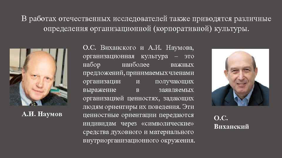 Отечественный исследователь. Виханский Наумов организационная культура. Организационная культура отечественные ученые. Виханский Олег Самуилович. Ученые Виханский и Наумов.