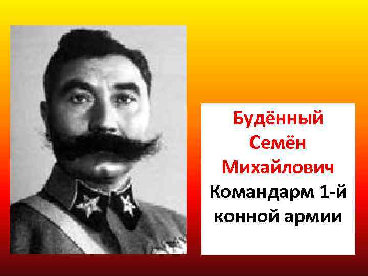 Будённый Семён Михайлович Командарм 1 -й конной армии 