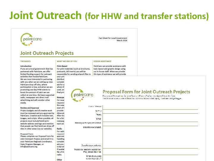 Joint Outreach (for HHW and transfer stations) 