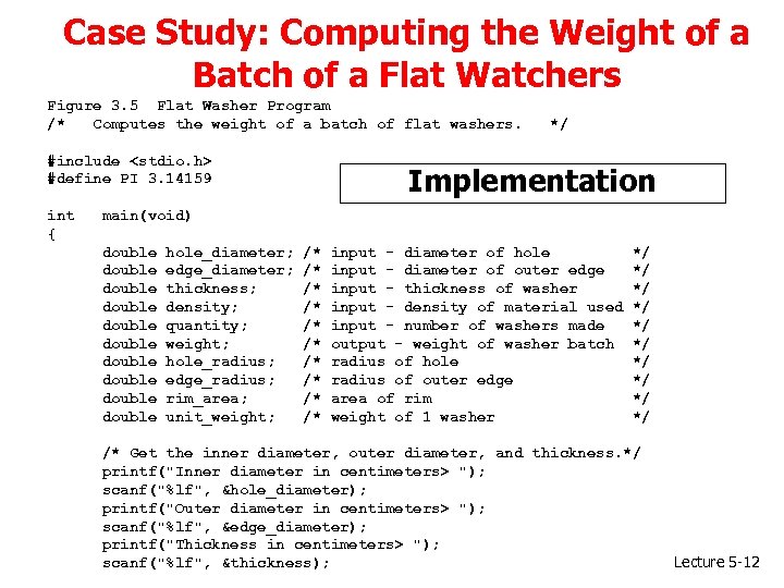 Case Study: Computing the Weight of a Batch of a Flat Watchers Figure 3.