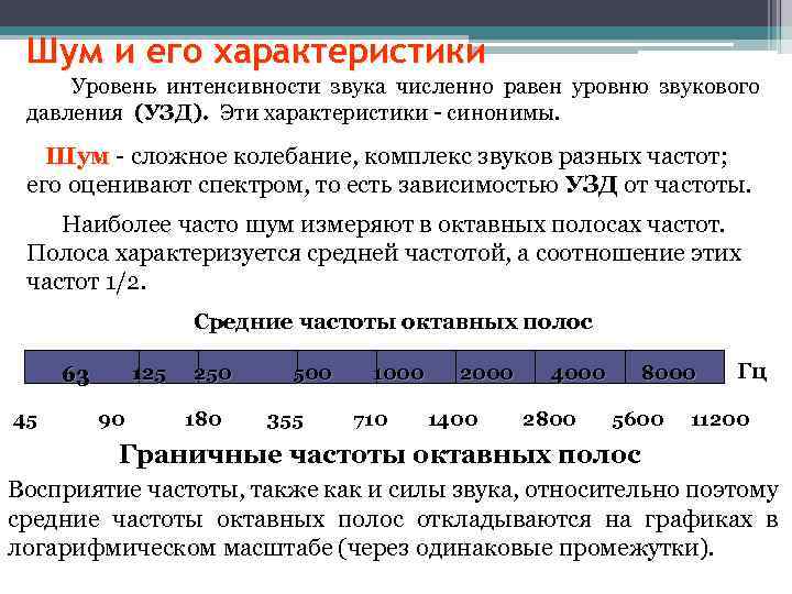 Давление шума. Характеристики постоянного шума. Шум по частотной характеристике. Характеристики октавных полос. Характеристики шума частота.