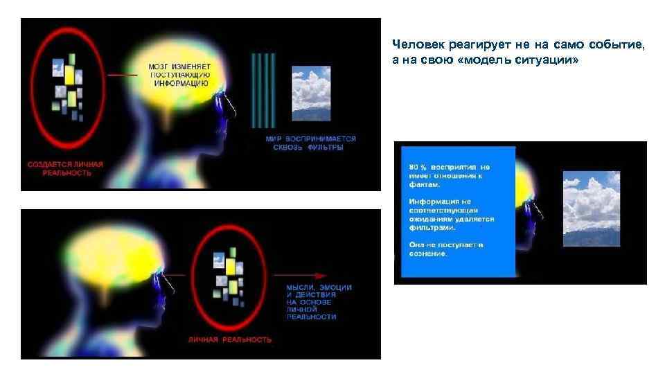 Человек реагирует не на само событие, а на свою «модель ситуации» 