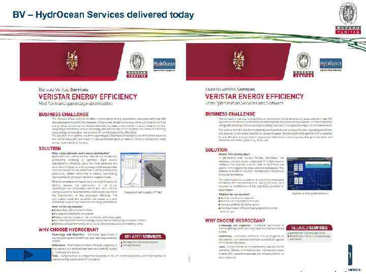 BV – Hydr. Ocean Services delivered today Expertise in Marine Hydrodynamics 