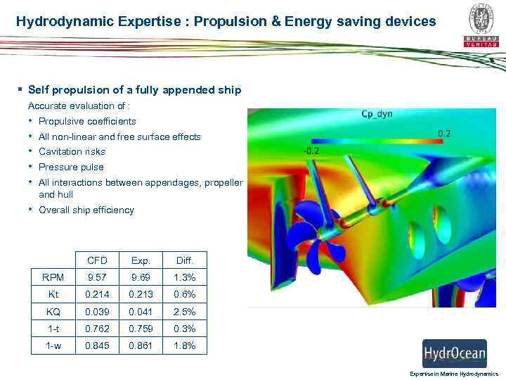 Hydrodynamic Expertise : Propulsion & Energy saving devices § Self propulsion of a fully