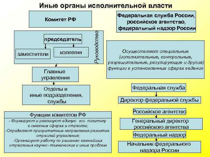 Специальные исполнительные органы. Гос органы и федеральные органы исполнительной власти. Назовите федеральные органы исполнительной власти РФ. Иные органы государственной власти. Иные федеральные органы.