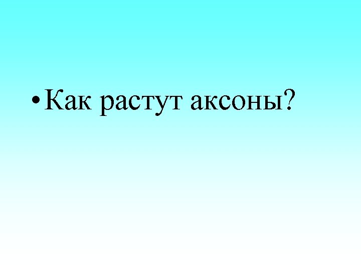  • Как растут аксоны? 