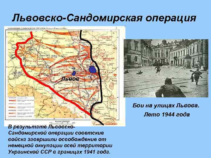 Львовско-Сандомирская операция Львов Бои на улицах Львова. Лето 1944 года В результате Львовско. Сандомирской