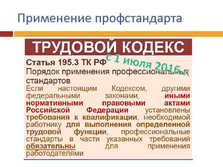 Применение профстандарта 
