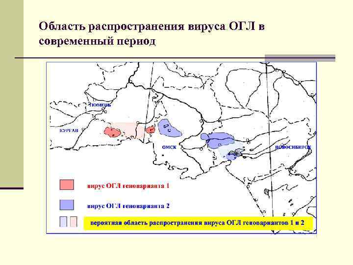 Область распространения вируса ОГЛ в современный период 