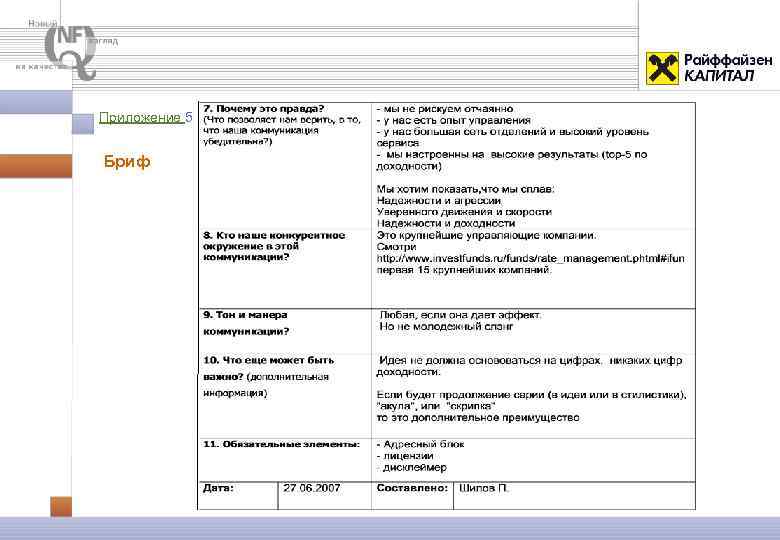 Приложение 5 Бриф 