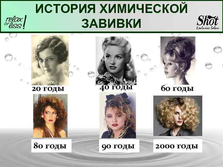 ИСТОРИЯ ХИМИЧЕСКОЙ ЗАВИВКИ 20 годы 40 годы 80 годы 90 годы 60 годы 2000