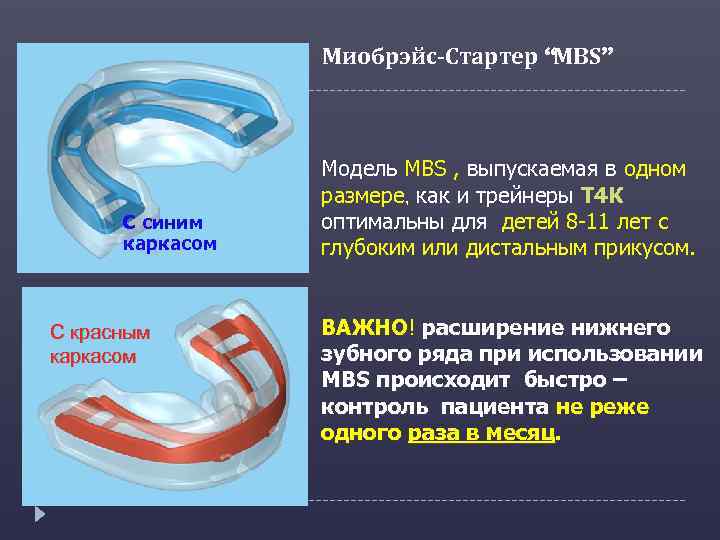 Миобрэйс-Стартер “MBS” С синим каркасом С красным каркасом Модель MBS , выпускаемая в одном