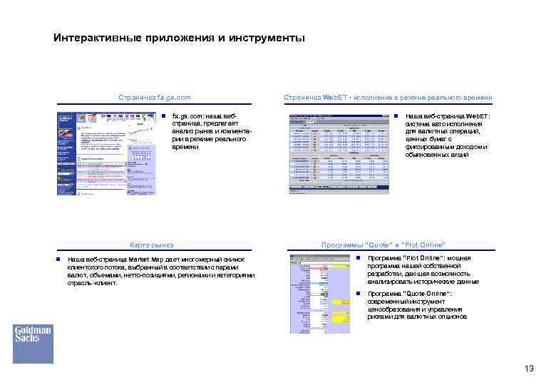 Интерактивные приложения и инструменты Страничка fx. gs. com n fx. gs. com: наша вебстраница,