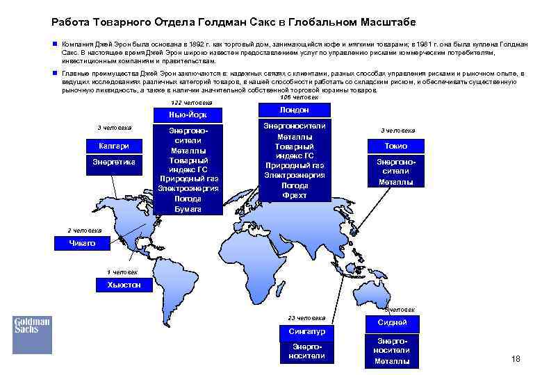 Работа Товарного Отдела Голдман Сакс в Глобальном Масштабе n Компания Джей Эрон была основана