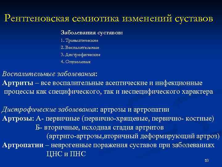 Инфекционная болезнь суставов. Рентгеновская семиотика заболеваний суставов. Рентгенологическая семиотика костной патологии.