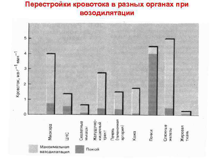 Перестройки кровотока в разных органах при возодилятации 