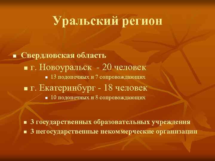 Уральский регион n Свердловская область n г. Новоуральск - 20 человек n n г.