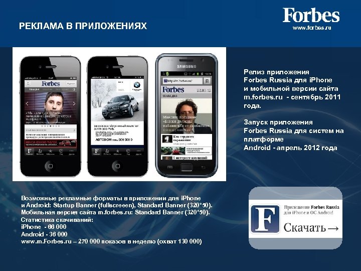 РЕКЛАМА В ПРИЛОЖЕНИЯХ www. forbes. ru Релиз приложения Forbes Russia для i. Phone и