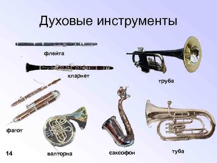 Духовые инструменты флейта кларнет труба фагот 14 валторна саксофон туба 