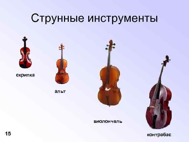 Струнные инструменты скрипка альт виолончель 15 контрабас 