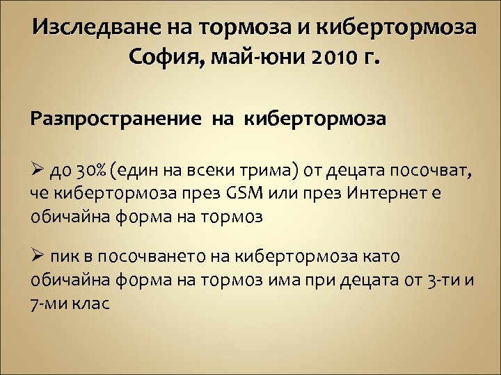 Изследване на тормоза и кибертормоза София, май-юни 2010 г. Разпространение на кибертормоза Ø до