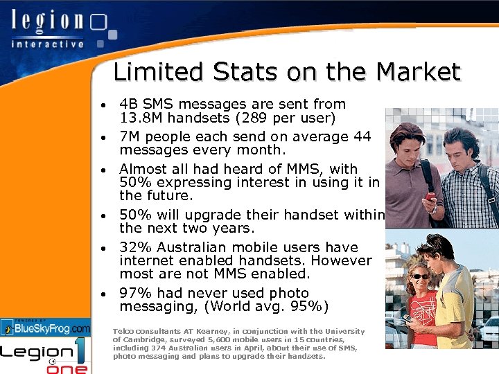 Limited Stats on the Market • • • 4 B SMS messages are sent