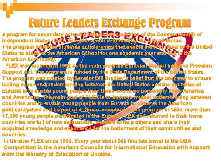 Future Leaders Exchange Program a program for secondary school students ten countries of the