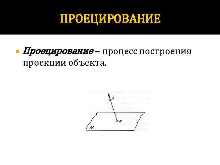 ПРОЕЦИРОВАНИЕ Проецирование – процесс построения проекции объекта. 