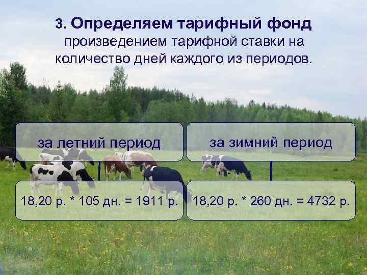 3. Определяем тарифный фонд произведением тарифной ставки на количество дней каждого из периодов. за