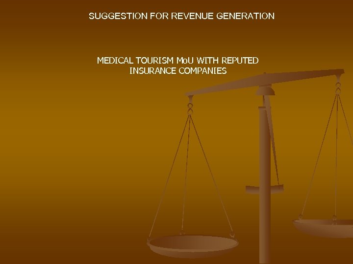 SUGGESTION FOR REVENUE GENERATION MEDICAL TOURISM Mo. U WITH REPUTED INSURANCE COMPANIES 