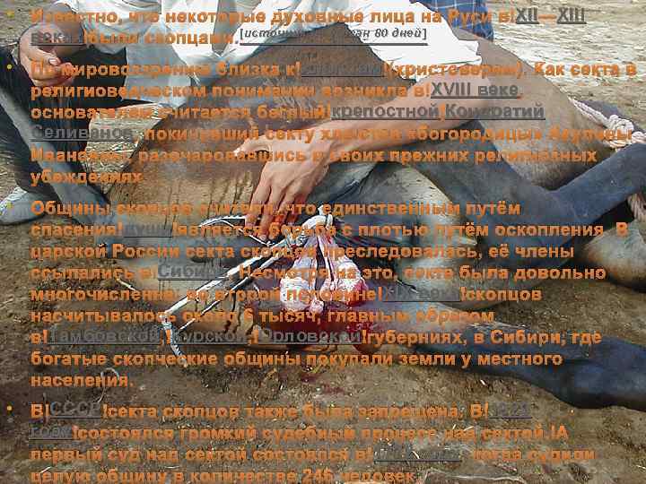  • Известно, что некоторые духовные лица на Руси в XII—XIII веках были скопцами.