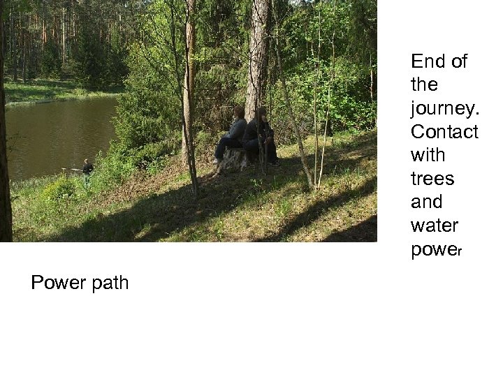 End of the journey. Contact with trees and water power Power path 