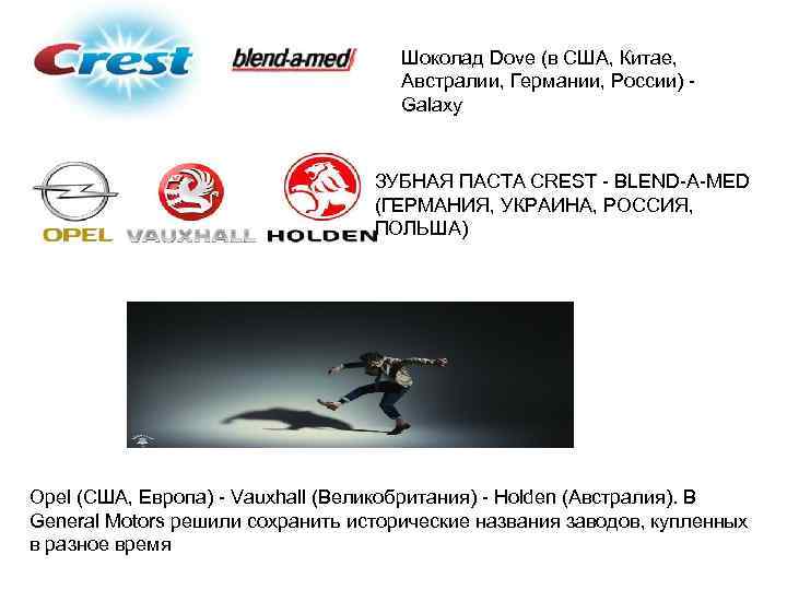 Шоколад Dove (в США, Китае, Австралии, Германии, России) - Galaxy ЗУБНАЯ ПАСТА CREST -