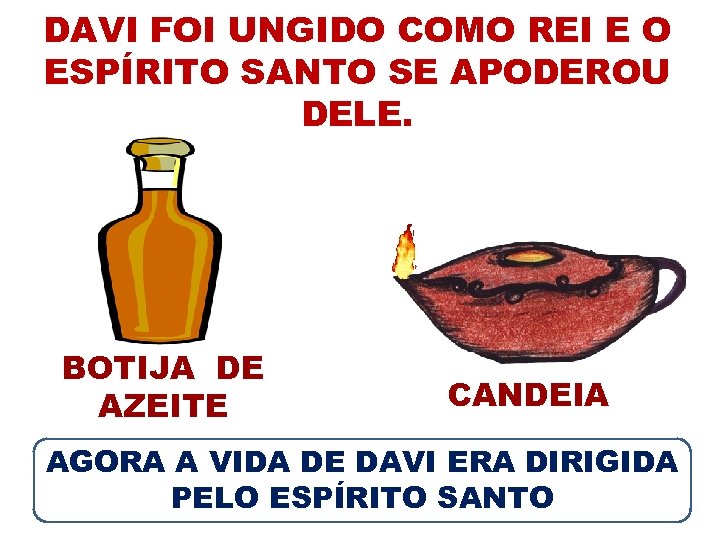 DAVI FOI UNGIDO COMO REI E O ESPÍRITO SANTO SE APODEROU DELE. BOTIJA DE