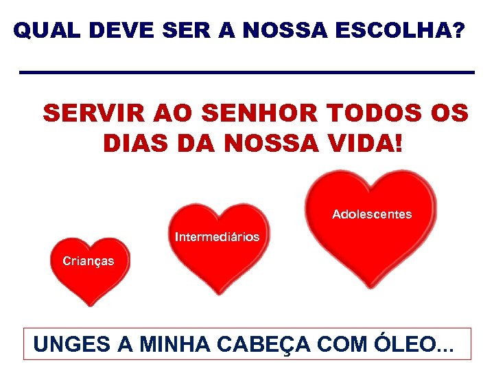 QUAL DEVE SER A NOSSA ESCOLHA? SERVIR AO SENHOR TODOS OS DIAS DA NOSSA